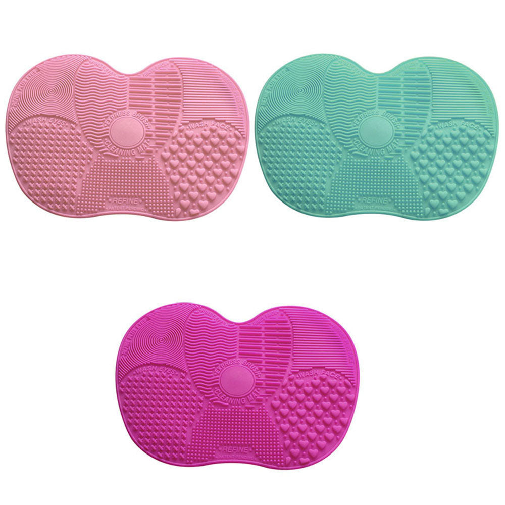 Silicone makeup brush cleaning mat with textures