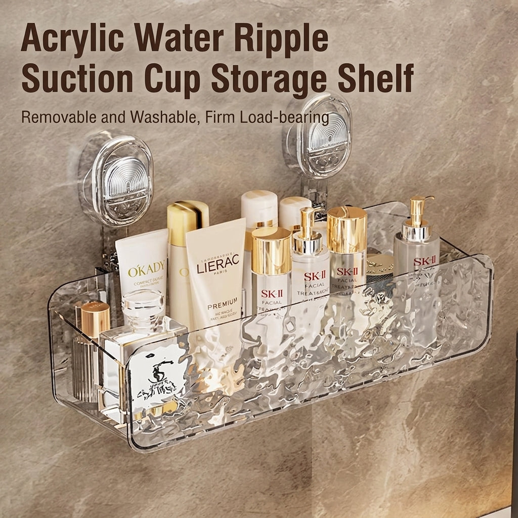Clear PET suction-cup bathroom shelf