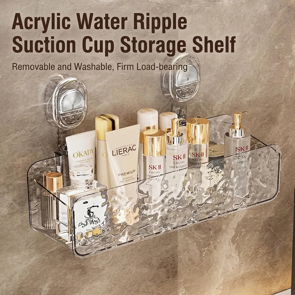 Suction cup bathroom shelf detail