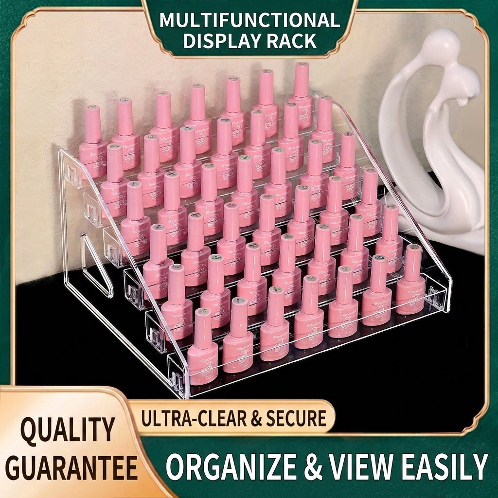 Clear acrylic multi-tier nail polish display rack