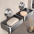 Gunmetal suction soap dish with hooks