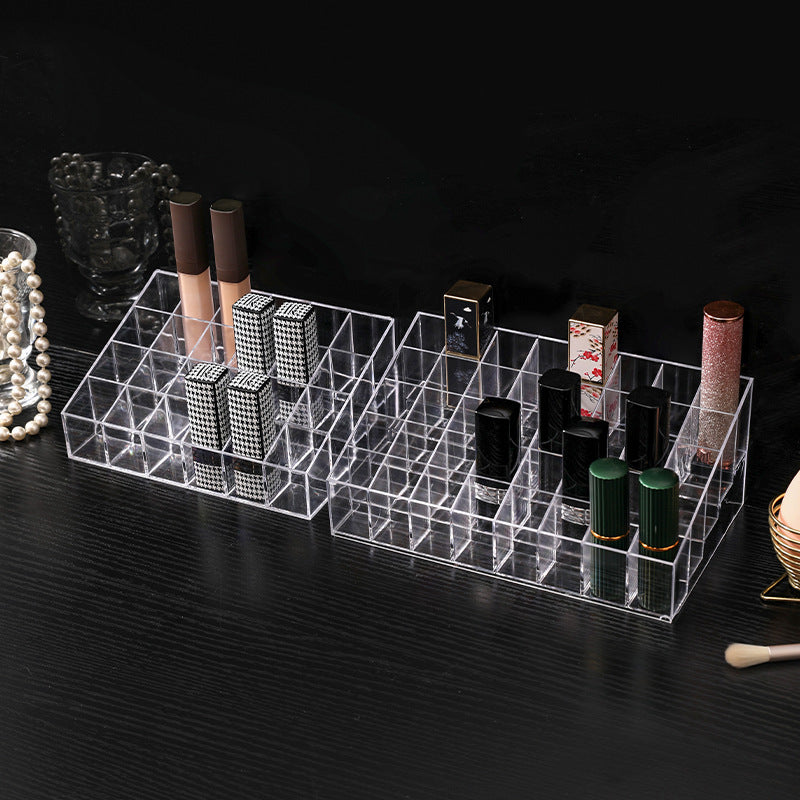 Clear acrylic multi-grid lipstick organizer