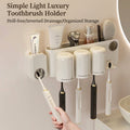 Cream no-drill toothbrush holder with dispenser