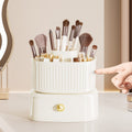 Rotating makeup brush organizer with drawer