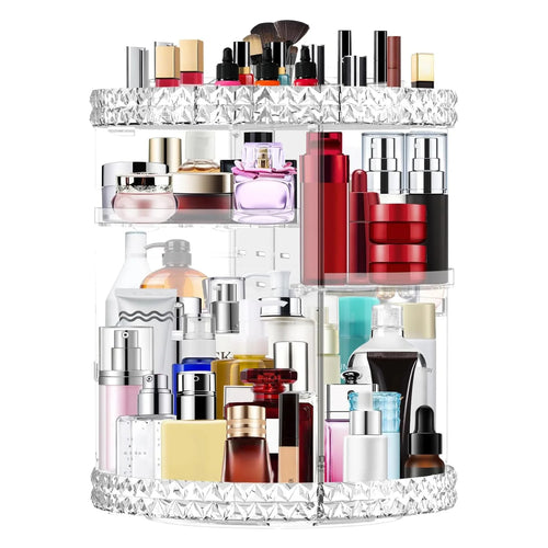 Vanity Shelfie Trio featuring rotating makeup tower